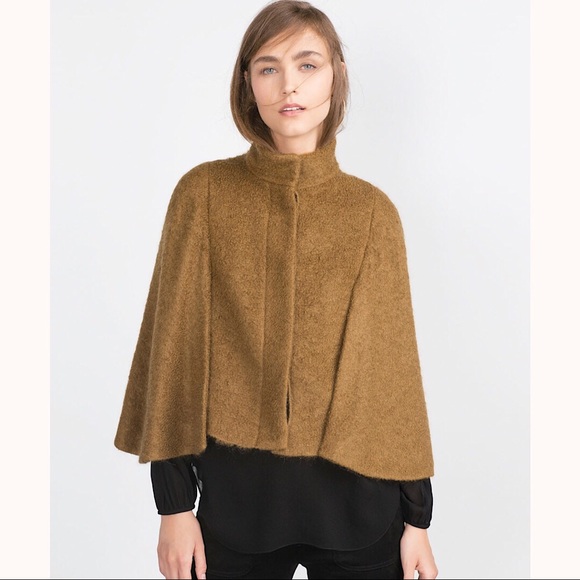 Zara Jackets & Blazers - ZARA Womens Mohair Cape Poncho, Size M, Brown